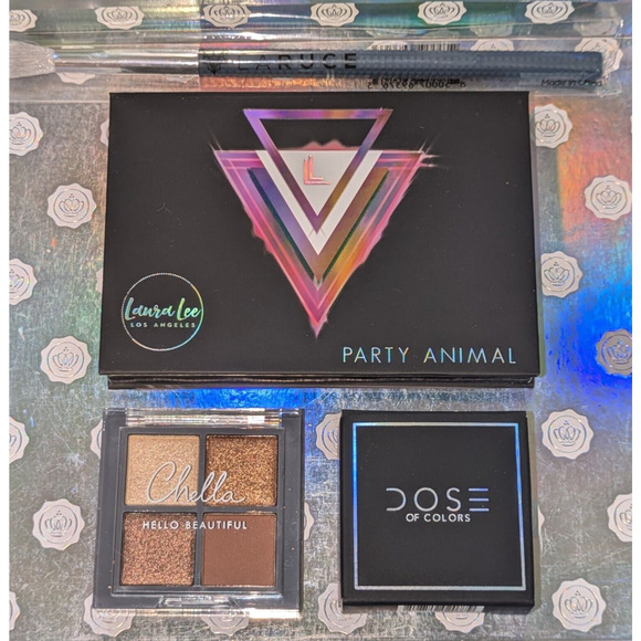 Bundle of 3 Eyeshadow 1 Brush ~ Laura Lee ~ Dose of Color ~ Chella ~ LARUCE ~New - Picture 1 of 8